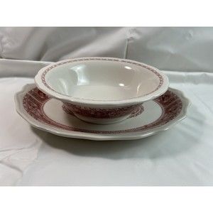 2 Pc Syracuse China Floral 12" Platter A+9"‎ Bowl C Server Set USA